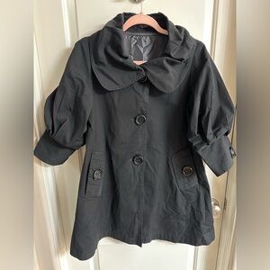 Azel Hazel Anthropologie Black Statement Coat Balloon Sleeve
